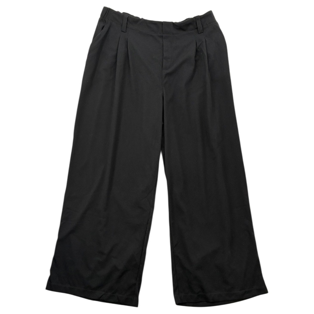 HALARA Pleated Wide Leg Slacks Womens 1X Curvy Plus Black